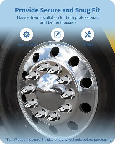 60 PCS 33mm Lug Nut Covers On ، Chrome بمقدار 2-1/2 "Cover Cof Cout Cof Couts Cof Plastic ، مضاد للعبث ، لا تخفف وسهلة التثبيت للشاحنات شبه المشتركة والمقطورات in Kuwait