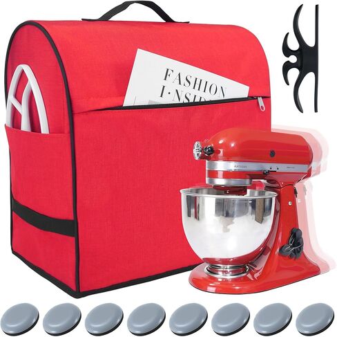 Stand Mixer Cover, Kitchen Aid Mixer Cover Compatible with 4.5-5 Qt Tilt-Head Stand Mixer, Dust Cover with 3 Pockets & 8 Pcs Appliance Sliders, Kitchen Aid Mixer Accessories, Grey in Saudi Arabia