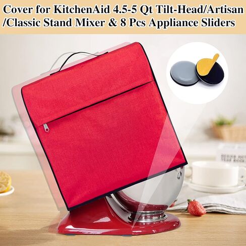 Stand Mixer Cover, Kitchen Aid Mixer Cover Compatible with 4.5-5 Qt Tilt-Head Stand Mixer, Dust Cover with 3 Pockets & 8 Pcs Appliance Sliders, Kitchen Aid Mixer Accessories, Grey in Saudi Arabia