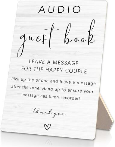 Audio Guest Book Sign - Audio Phone Guestbook Wooden Stand for Wedding 5x7inch, Wedding Table Decorations in Saudi Arabia