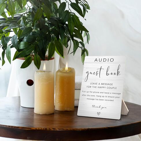 Audio Guest Book Sign - Audio Phone Guestbook Wooden Stand for Wedding 5x7inch, Wedding Table Decorations in Saudi Arabia