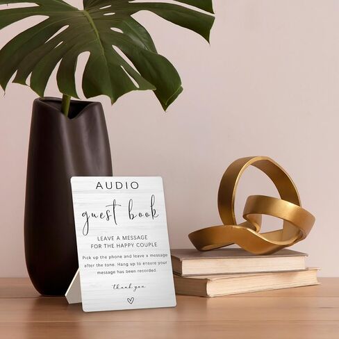 Audio Guest Book Sign - Audio Phone Guestbook Wooden Stand for Wedding 5x7inch, Wedding Table Decorations in Saudi Arabia