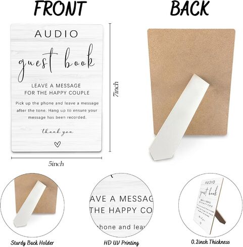 Audio Guest Book Sign - Audio Phone Guestbook Wooden Stand for Wedding 5x7inch, Wedding Table Decorations in Saudi Arabia