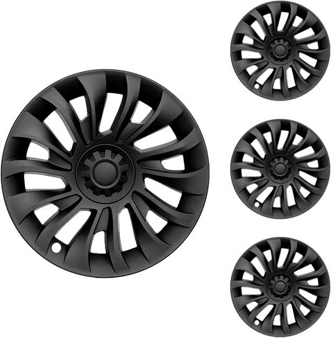 أغطية العجلات لنموذج Tesla 3،18 بوصة مركزية Hubcaps حافة الحافة العجلة ل Tesla Model 3 2017-2023 Cap Cover Cover Accessories ، Black Matte ، مجموعة من 4 in Kuwait