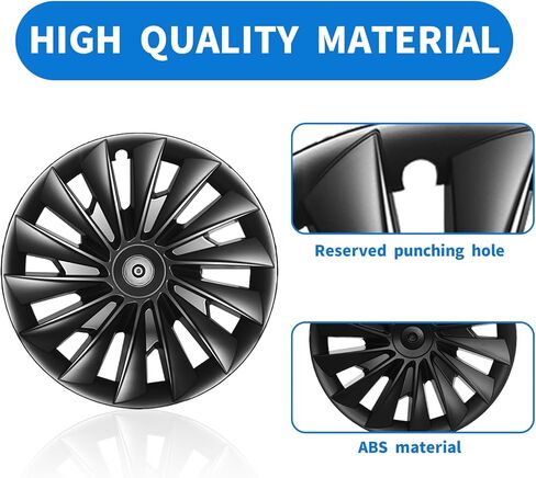 أغطية العجلات لنموذج Tesla 3،18 بوصة مركزية Hubcaps حافة الحافة العجلة ل Tesla Model 3 2017-2023 Cap Cover Cover Accessories ، Black Matte ، مجموعة من 4 in Kuwait