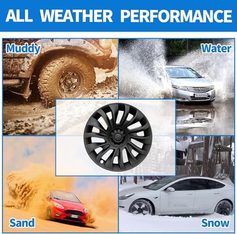 أغطية العجلات لنموذج Tesla 3،18 بوصة مركزية Hubcaps حافة الحافة العجلة ل Tesla Model 3 2017-2023 Cap Cover Cover Accessories ، Black Matte ، مجموعة من 4 in Kuwait