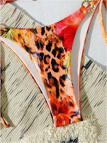 Floerns Women's 2 قطعة للسباحة الفهود المثلث الأزهار الرسن Bikini Tie Side Suit in Saudi Arabia