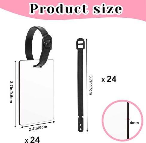 علامات الأمتعة الفارغة في التسامي مع الأشرطة ، 24pcs مزدوجة نقل الحرارة علامات الأجنحة ، اسم بطاقة الهوية الفريدة علامات السفر DIY للنساء حقيبة يد (24 ٪) in Saudi Arabia