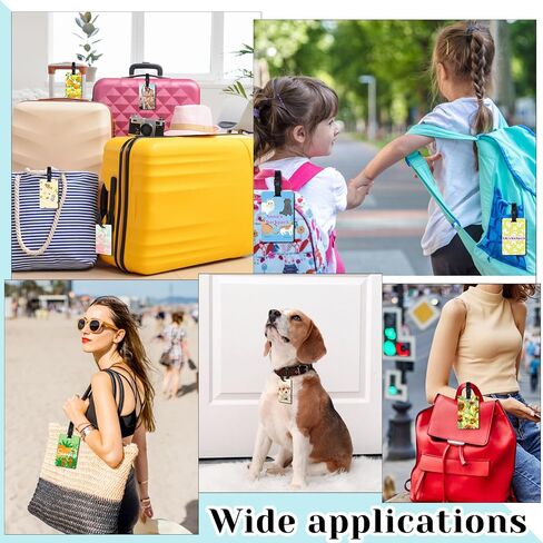 علامات الأمتعة الفارغة في التسامي مع الأشرطة ، 24pcs مزدوجة نقل الحرارة علامات الأجنحة ، اسم بطاقة الهوية الفريدة علامات السفر DIY للنساء حقيبة يد (24 ٪) in Saudi Arabia