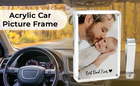 Frame with Car Visor Clip, Picture acrylic Frame for Car, Mommy and Me Picture Frame, Magnetic Car Visor Photo Holder, Gifts for Mom Birthday, Visor Photo Frame in Kuwait