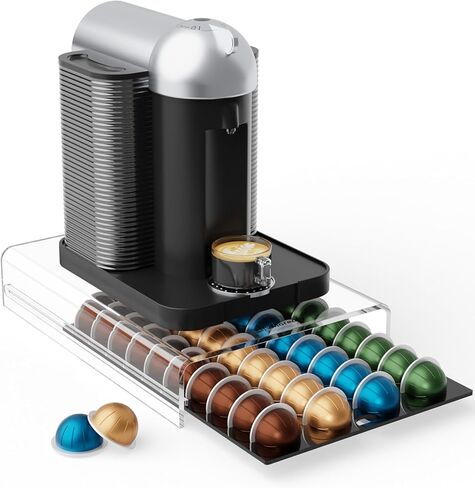 Storage Drawer for Nespresso Vertuo Coffee Pod Holder for Counter Acrylic Coffee Capsule Organizer - 40 Pods in Saudi Arabia
