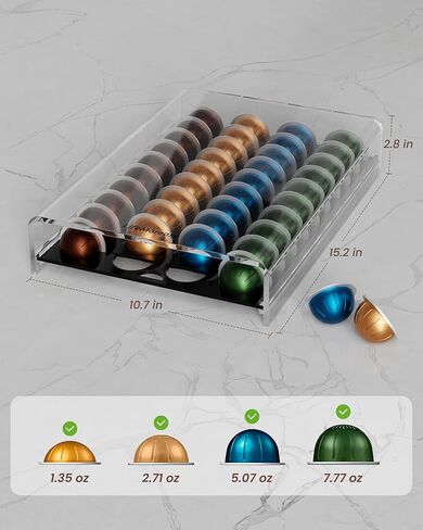Storage Drawer for Nespresso Vertuo Coffee Pod Holder for Counter Acrylic Coffee Capsule Organizer - 40 Pods in Saudi Arabia