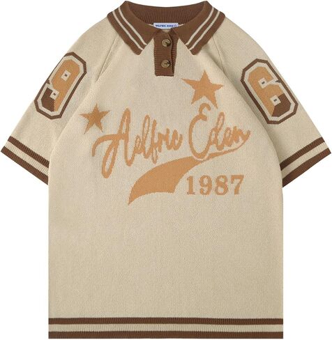 Aelfric Eden Knitted Polos Shirts Vintage Open Knit Polo Tee Casual Graphic T-Shirt 2025 Trendy Pullover Outfits in Saudi Arabia