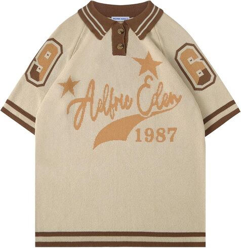 Aelfric Eden Knitted Polos Shirts Vintage Open Knit Polo Tee Casual Graphic T-Shirt 2025 Trendy Pullover Outfits in Saudi Arabia