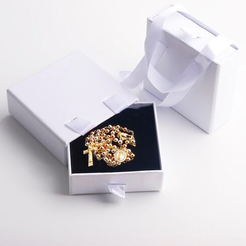 14K Gold Plated Rose Gold Plated Silver Beads Guadalupe Catholic Rosary Necklace for Women with Prayer Card and Gift Box in Saudi Arabia