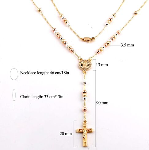 14K Gold Plated Rose Gold Plated Silver Beads Guadalupe Catholic Rosary Necklace for Women with Prayer Card and Gift Box in Saudi Arabia