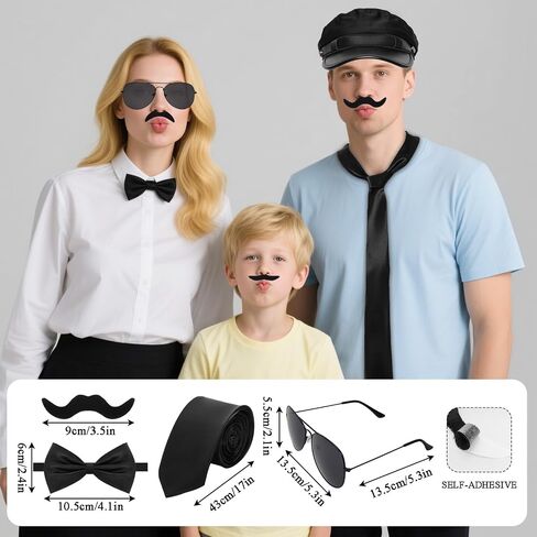 Chauffeur Costume Limo Taxi Hat Gloves Set Black Bow Tie Glasses Novelty Limo Kit for Men Women Party in Saudi Arabia