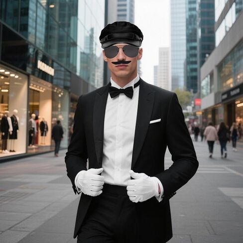 Chauffeur Costume Limo Taxi Hat Gloves Set Black Bow Tie Glasses Novelty Limo Kit for Men Women Party in Saudi Arabia