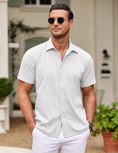 قميص Guayabera الكوبي Coofandy القميص القصيرة القصيرة القمصان أسفل القمصان الصيفية الشاطئ in Saudi Arabia