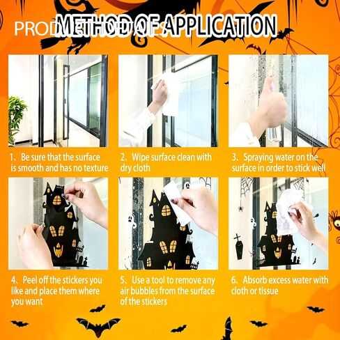 Halloween Window Clings Decorations 4 Sheets Skeleton & Bat Stickers, Scary Halloween Party Stickers Decor for Fall Home Classroom Windows Indoor/Outdoor Use in Saudi Arabia