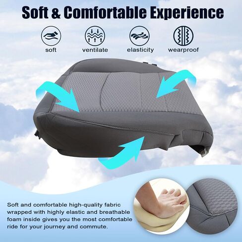 SecosAutoparts Driver & Passenger Side Bottom Replacement Cloth Seat Covers Gray Compatible with Dodge Ram 1500 2500 3500 4500 5500 2013 2014 2015 2016 2017 2018 in Saudi Arabia