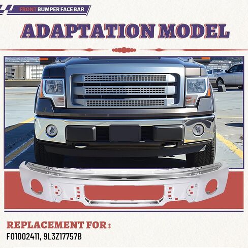 HECASA 3PCS Pront Pumper Face Bar متوافق مع بديل 2009-2014 FORD F150 لـ FO1002411 9L3Z17757B Chrome W/الضباب الثقوب الصلب غير معلوم in Saudi Arabia
