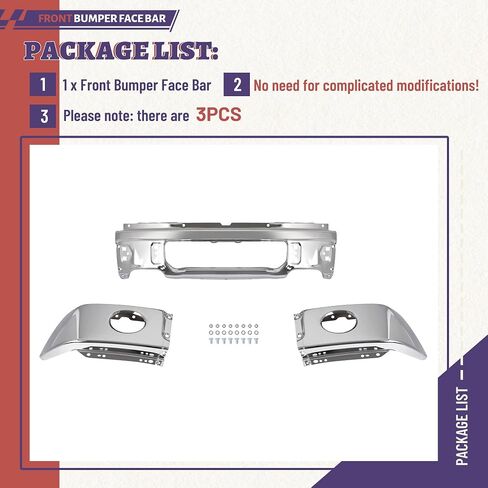 HECASA 3PCS Pront Pumper Face Bar متوافق مع بديل 2009-2014 FORD F150 لـ FO1002411 9L3Z17757B Chrome W/الضباب الثقوب الصلب غير معلوم in Saudi Arabia