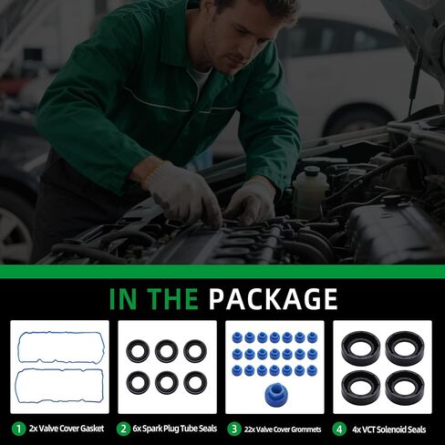 حشية غطاء صمام VS50814R لفورد Edge/Explorer/F150/Flex/Mustang/Taurus/Transit 150 250 350 ، لـ Lincoln Continental/MKS/MKZ/MKT/MKX ، لمشاريع التنقل MV-1 ، 2011-2020 ، 3.5L/3.7L V6 in Saudi Arabia