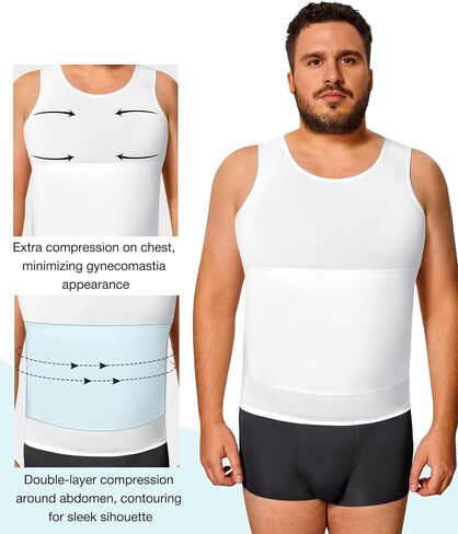 Eleady Gynecomastia Compression Compression Shirt Men - Body Shaper Tank Top Top Mens Denming Undershirt Dishirts Plus Size in Kuwait