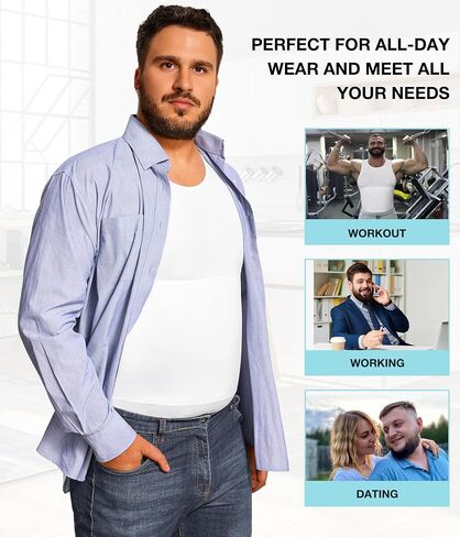 Eleady Gynecomastia Compression Compression Shirt Men - Body Shaper Tank Top Top Mens Denming Undershirt Dishirts Plus Size in Kuwait