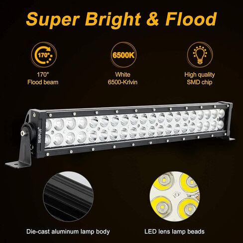 22 Inch LED Light Bar 126W 12600Lm High Intensity Spot Flood Combo Off Road Lights Work Lights Automotive Light Bars Driving Lights for Pickup Trucks ATV UTV 4x4 SUV 12-24V IP68 Waterproof in Saudi Arabia