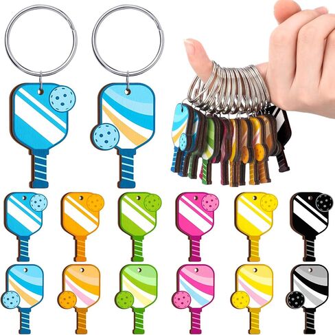 12 Pcs Dinkball Keychains Colorful Mini Wooden Sports Keychain Dinkball Gifts for Sports Lovers Team Party Favors in Kuwait