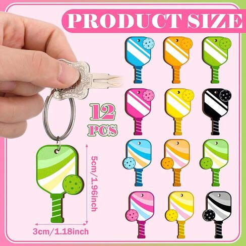 12 Pcs Dinkball Keychains Colorful Mini Wooden Sports Keychain Dinkball Gifts for Sports Lovers Team Party Favors in Kuwait