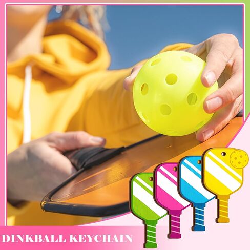 12 PCS Dinkball Keychains Colorful Mini Wooden Sports -keychain Dinkball Gifts for Sports Lovers Team Party Favors in Saudi Arabia