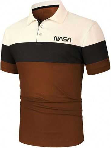 Soly Hux Men Golf Shirt Color Block Little Print Short Sleeve Collared Dorts تعمل القمصان غير الرسمية in Saudi Arabia