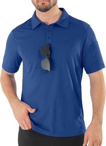 Men's Polo Shirts Tactical Short Sleeve Dri Fit Breathable Performance Golf Casual Hiking Collared Polo Shirt in Kuwait