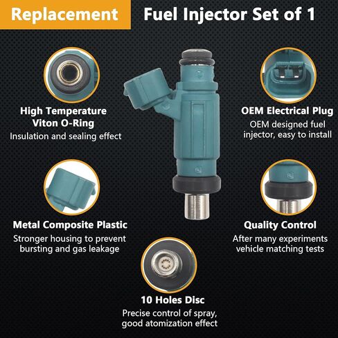 Fuel Injector for Kawasaki Ninja ZX10R ZX14 2006-2007 / KFX450R 2008-2014 / KX450F 2009-2015 Replaces 49033-0010 EAT286 490330010 in Saudi Arabia
