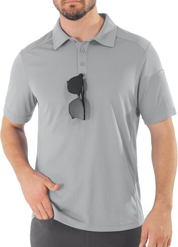 Men's Polo Shirts Tactical Short Sleeve Dri Fit Breathable Performance Golf Casual Hiking Collared Polo Shirt in Kuwait