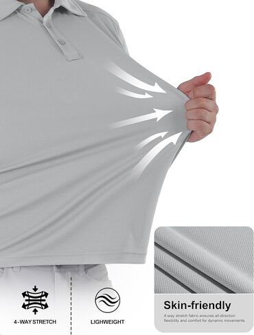 Men's Polo Shirts Tactical Short Sleeve Dri Fit Breathable Performance Golf Casual Hiking Collared Polo Shirt in Kuwait