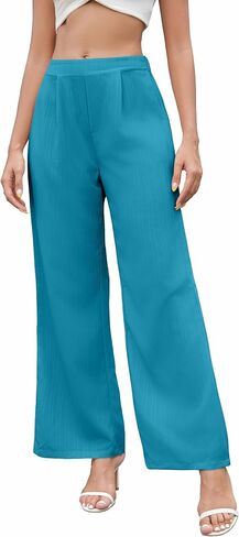 Women Palazzo Pants Summer Boho Wide Leg Mid Waist Casual Lounge Pant 2025 Beach Vacation Outfits in Kuwait
