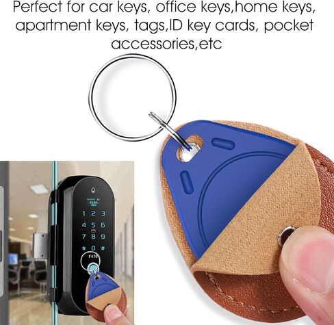Key Fob Holder Leather, 8pcs Drop Shaped Keychain Holder with Metal Rings, Colorful PU keyring for Keys ID Key Cards in Kuwait