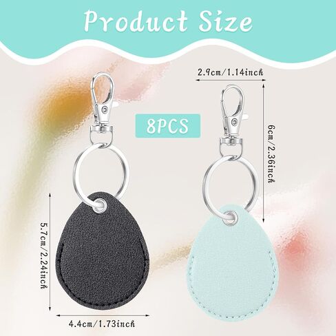 Key Fob Holder Leather, 8pcs Drop Shaped Keychain Holder with Metal Rings, Colorful PU keyring for Keys ID Key Cards in Kuwait