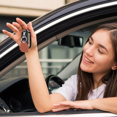 Key Fob Holder Leather, 8pcs Drop Shaped Keychain Holder with Metal Rings, Colorful PU keyring for Keys ID Key Cards in Kuwait