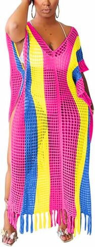 BFFBABY Women Hollow Out Cover Up Swimsuit Crochet Summer Bathing Swimwear Mesh Knit Beach Long Maxi Dress Vacation Outfits in Kuwait
