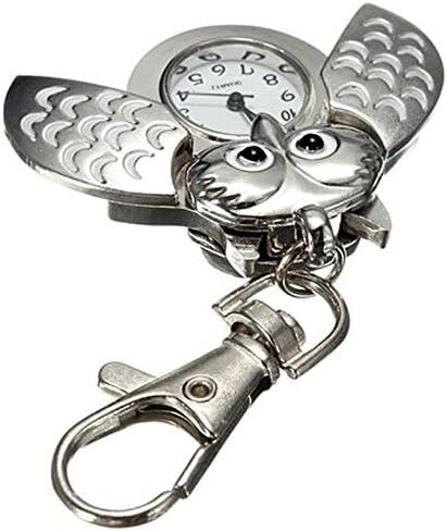 ODETOJOY Flip Open Owl Keychain Watch Pendant Tortoise Car Heilicopter Pocket Watch with Key Ring in Saudi Arabia