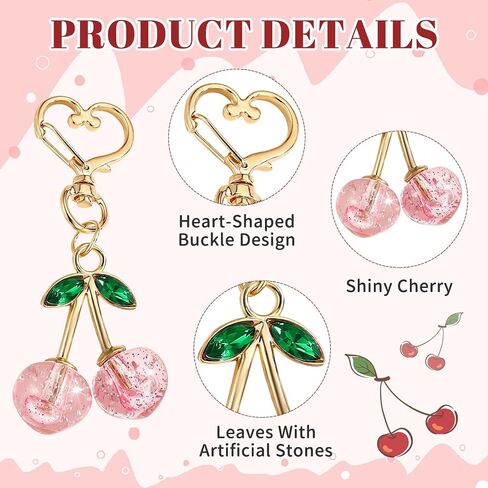 Cherry Keychain Cute Bag Charms Purse Charms for Handbags Cherry Accessories for Women Birthday Christmas Gifts in Saudi Arabia