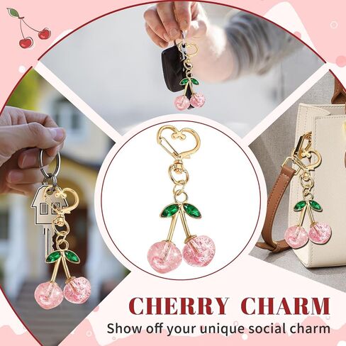 Cherry Keychain Cute Bag Charms Purse Charms for Handbags Cherry Accessories for Women Birthday Christmas Gifts in Saudi Arabia