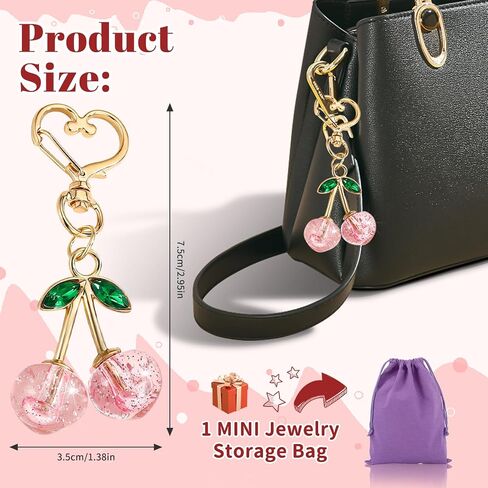 Cherry Keychain Cute Bag Charms Purse Charms for Handbags Cherry Accessories for Women Birthday Christmas Gifts in Saudi Arabia