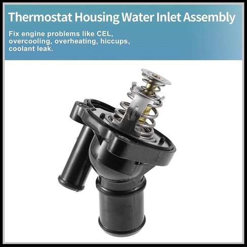 Engine Coolant Thermostat Housing Assembly Replacement for Ford Transit Connect 2014-2017, 3M4Z8575B Plastic Metal Black 1Pc in Saudi Arabia