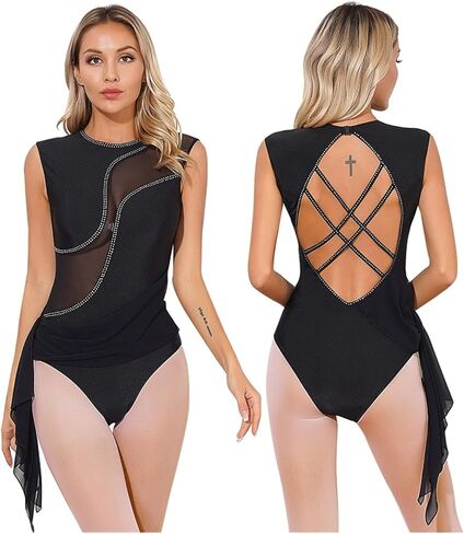 Women's Lyrical Dance Costume Leotard for Figure Skating and Modern Dance Competition Outfits in Kuwait